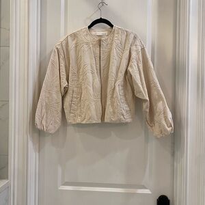 Zara Cream Textured Bomber Jacket